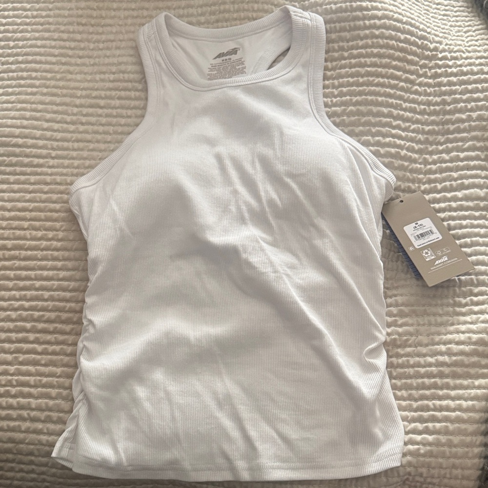 Avia Ruched Ribbed Racerback Tank Tops — Athletic Fit. White & Black (2 for 1)